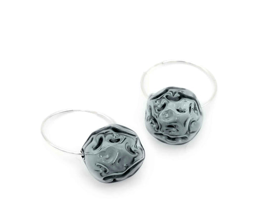 Gris Humo – Ohrringe aus geblasenem Glas & Silber